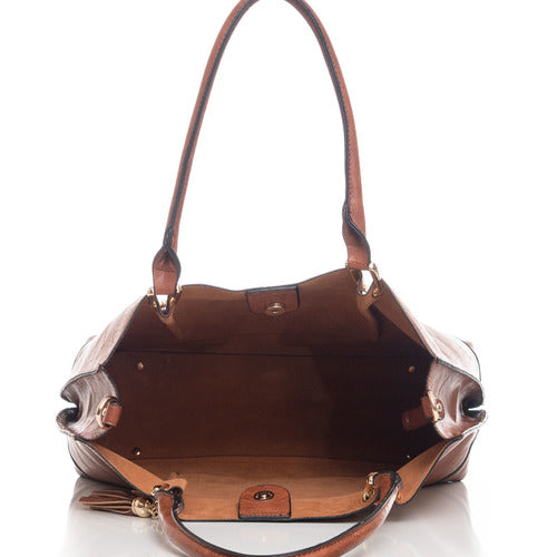 Monogram grommet tassel Tote - 2-in-1 Vegan Leather Handbag