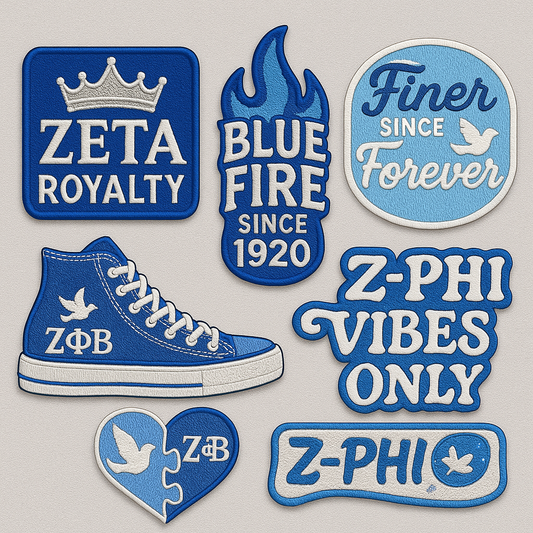 Finer 6 Zeta Phi Beta Patch Set – Deluxe Embroidered Sorority Pack