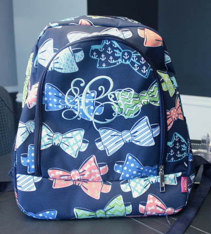 Bow tie backpack monogrammed personalized backpack - Atlanta Monogram