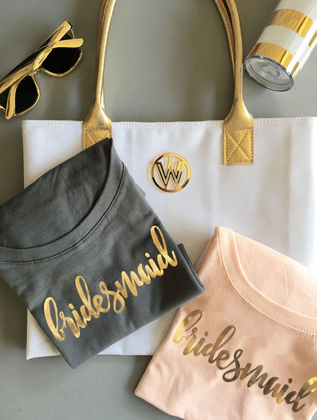 Gold Foil Bridesmaid shirts - Atlanta Monogram