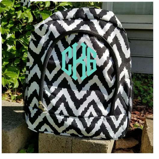 Personalized Black ikat backpack - Atlanta Monogram