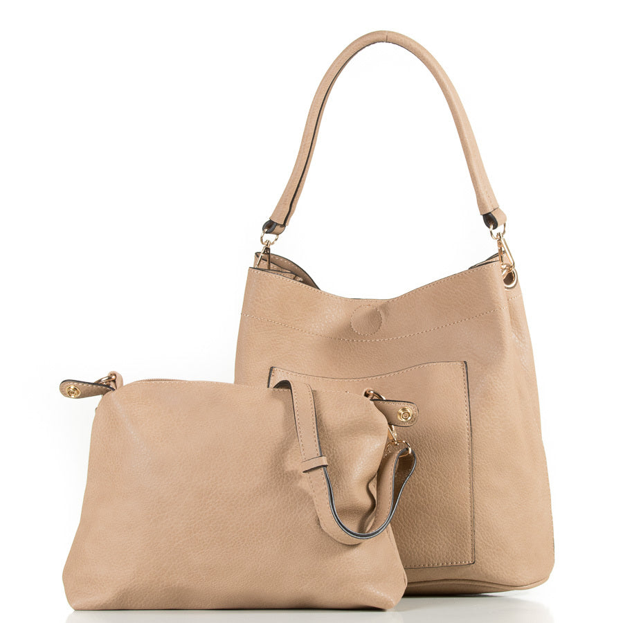 Monogrammed blush pink bucket bag 2in1 gold tone hardware, personalized purse - Atlanta Monogram