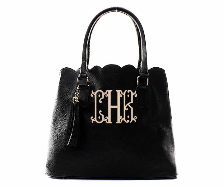 Monogrammed Aqua Scallop Tote - Atlanta Monogram