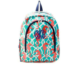Personalized Seahorse backpack- Monogrammed backpack - Atlanta Monogram
