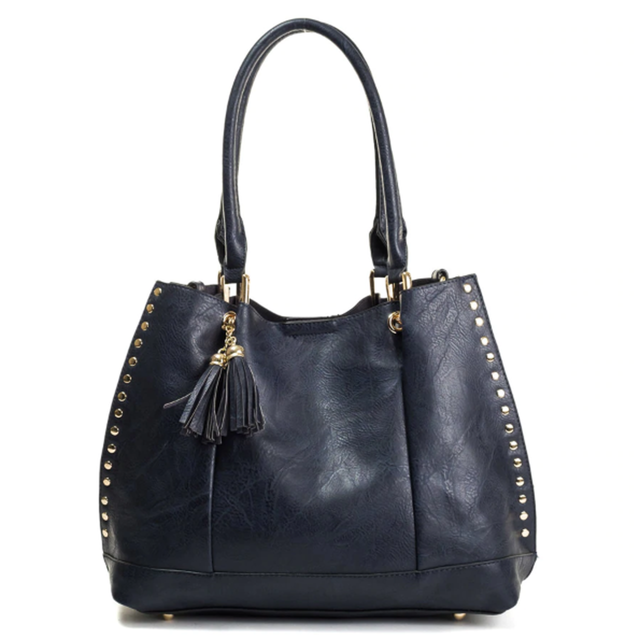 Monogram grommet tassel Tote - 2-in-1 Vegan Leather Handbag