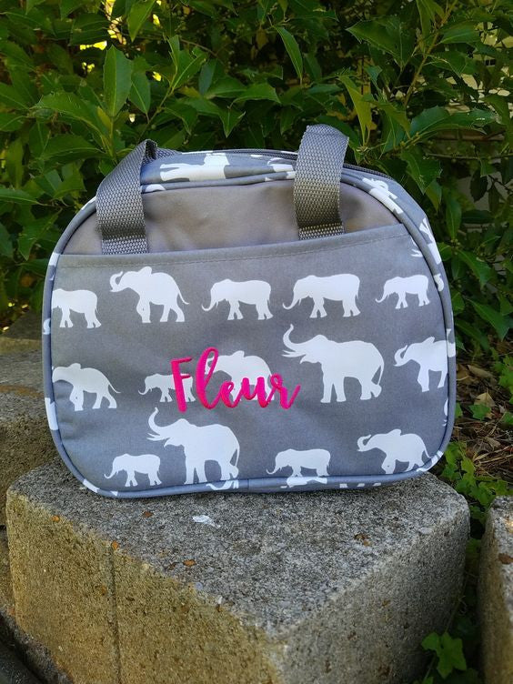 Personalized Lunch bag Grey Elephants - Atlanta Monogram