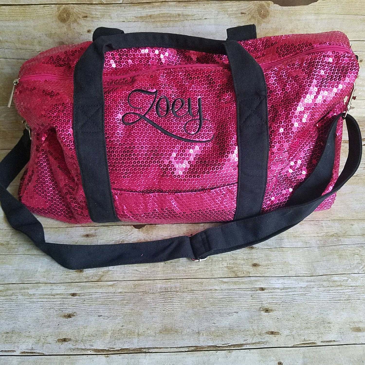 Personalized Hot Pink Sequin  Duffel Bag - Atlanta Monogram