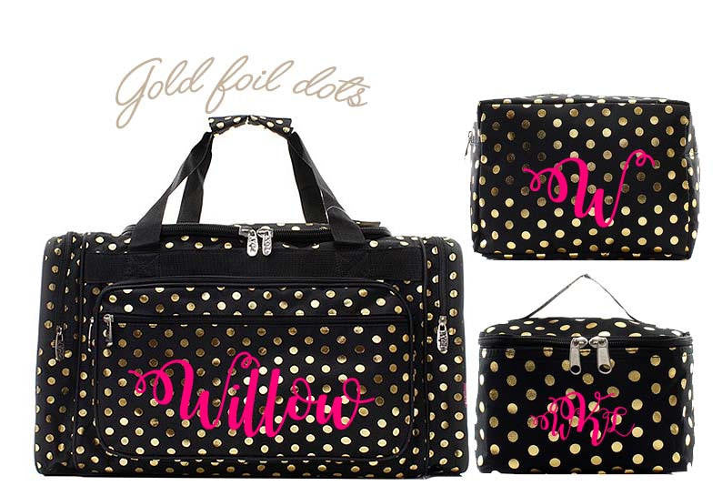 Monogrammed Gold dots duffle bag - Atlanta Monogram