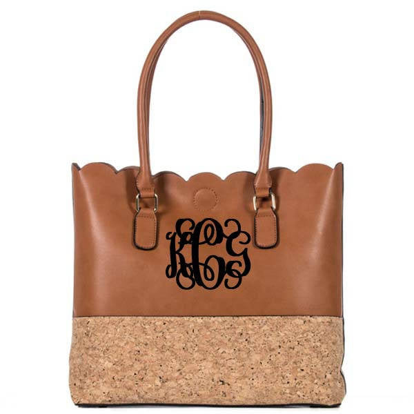 Monogram Scalloped Cork Leather Tote bag - Atlanta Monogram