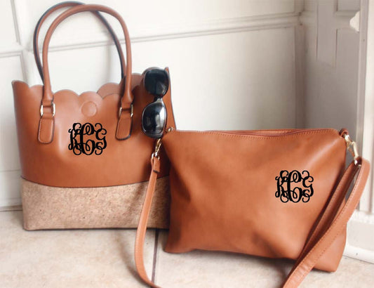 Monogram Scalloped Cork Leather Tote bag - Atlanta Monogram