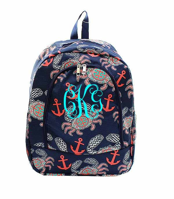 Navy Crab Monogrammed backpack-personalized backpack