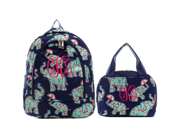 Rosey Elephant backpack and lunch bag set