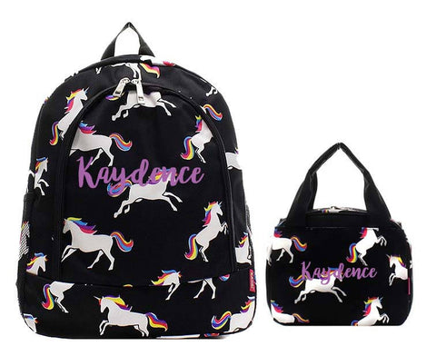 Personalized Unicorn Backpack and Lunch bag-Monogramed unicorn backpack