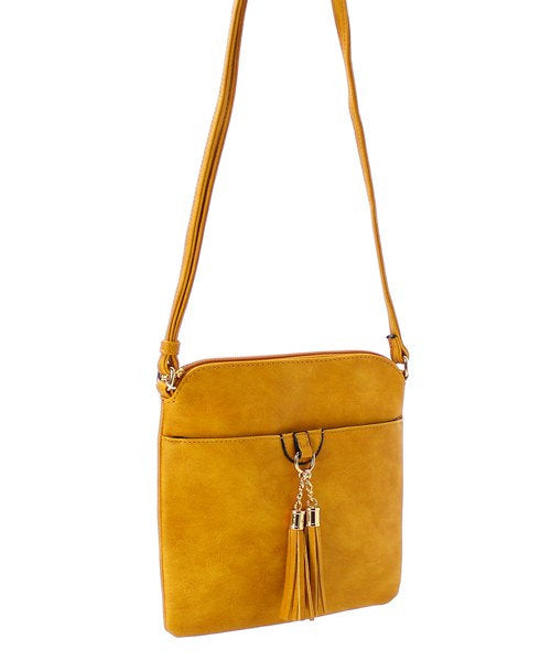 Double tassel zipper cross body bag, Monogrammed cross body, personalized purse-Allie