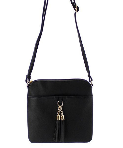 Double tassel zipper cross body bag, Monogrammed cross body, personalized purse-Allie