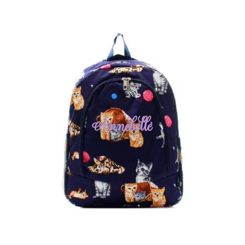 Monogrammed kitten backpack back to school cat backpack girls backpack cat kitten backpack