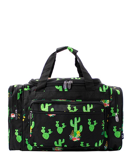 Personalized black cactus rose duffel bag