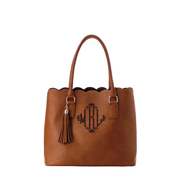 Personalized Scallop tote purse - Monogrammed bag