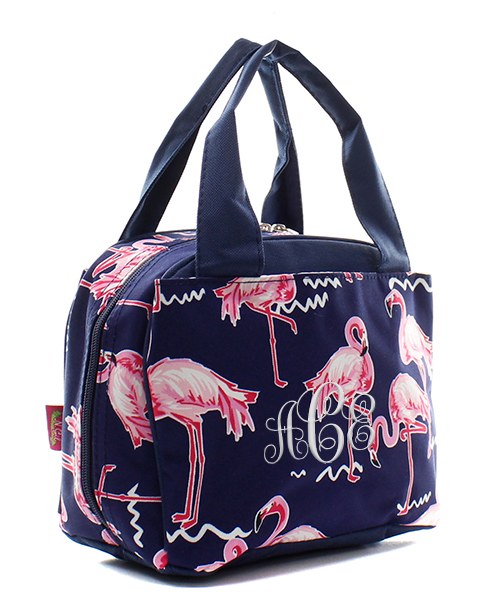 Navy and Hot Pink Flamingo Backpack and Lunch bag set