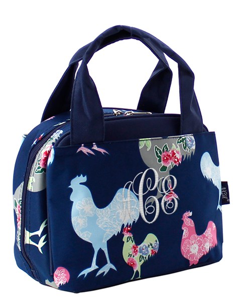 Rooster Chicken Floral Backpack and Lunch bag set