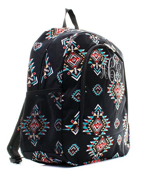 Black Aztec Southwest backpack and lunch bag