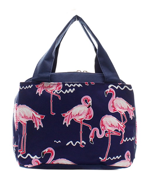 Navy and Hot Pink Flamingo Backpack and Lunch bag set